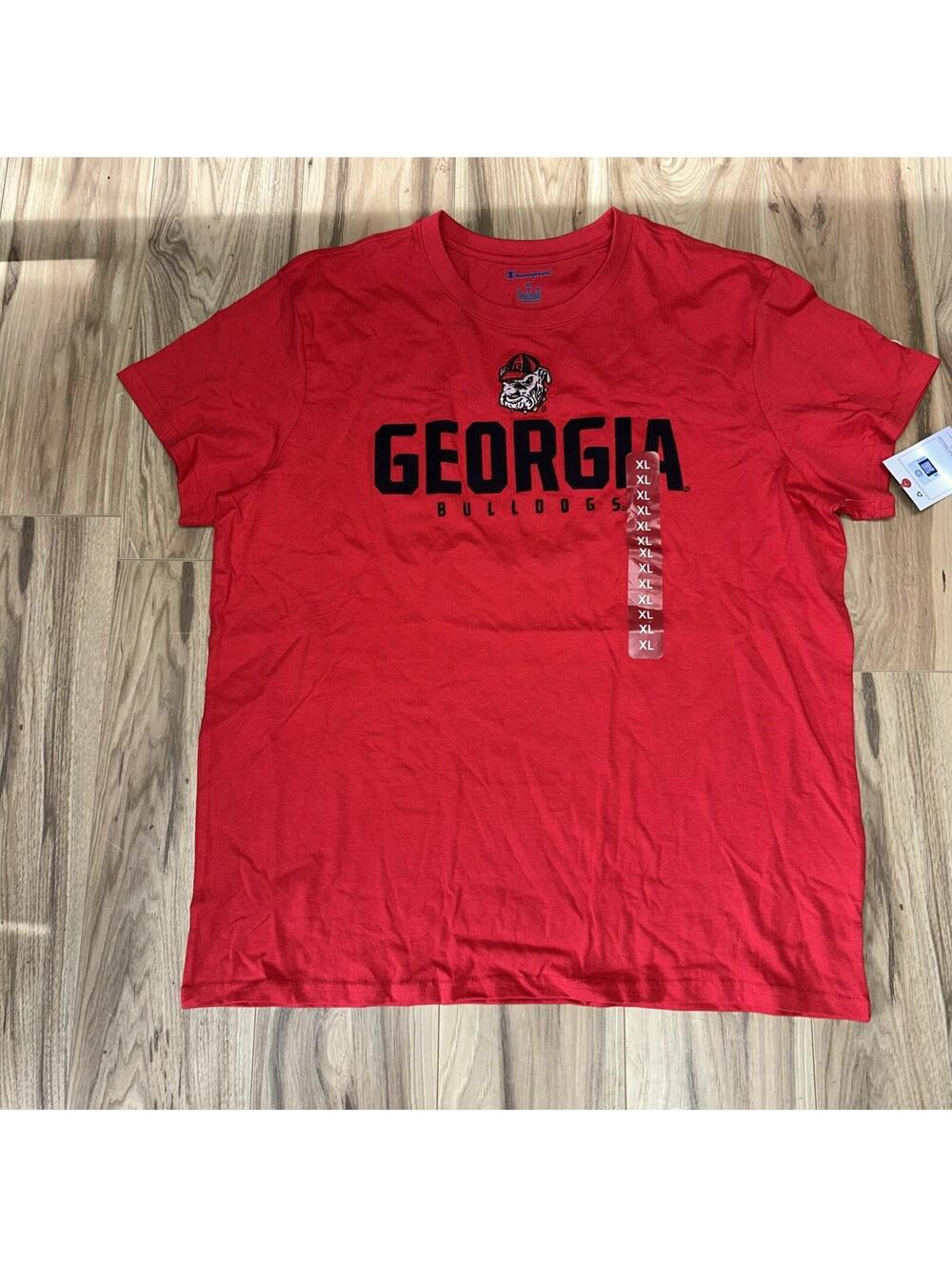 Champion Georgia Bulldogs T-Shirt Red XL Embroider NCAA Tee